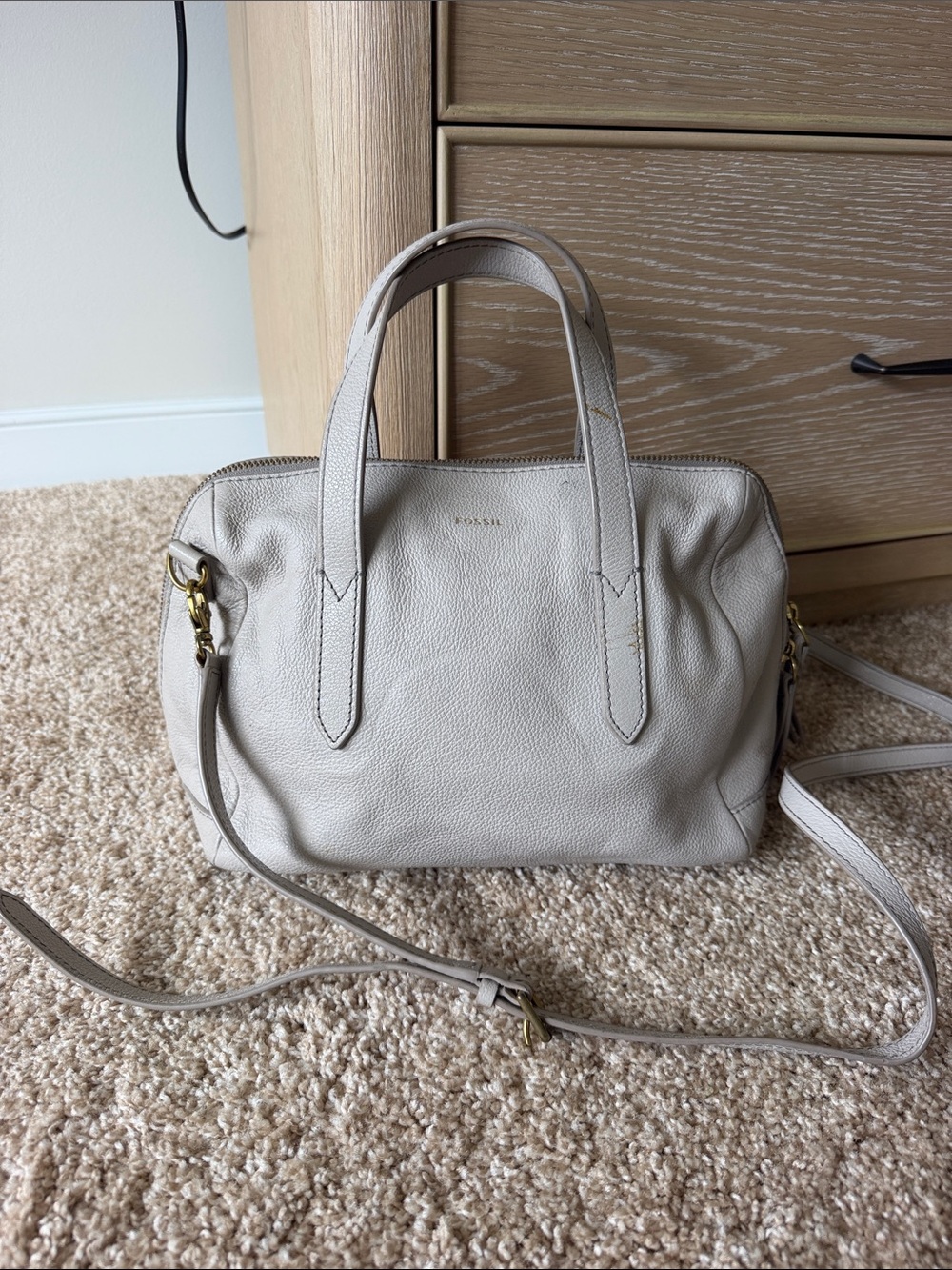 Fossil Sydney Leather Crossbody Satchel - mineral gray